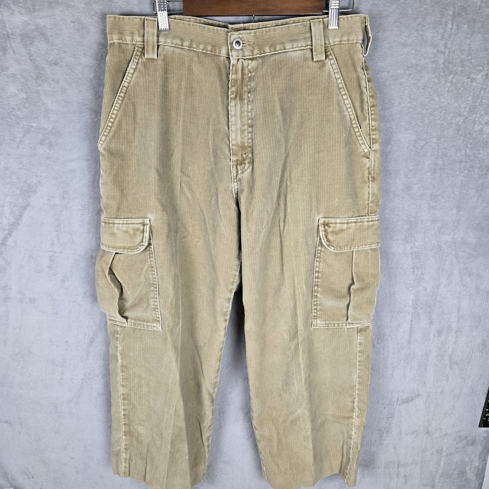 Vintage Levis SilverTab Corduroy Cargo Pants Mens‎ 34x32 Tan Khaki 90s Straight